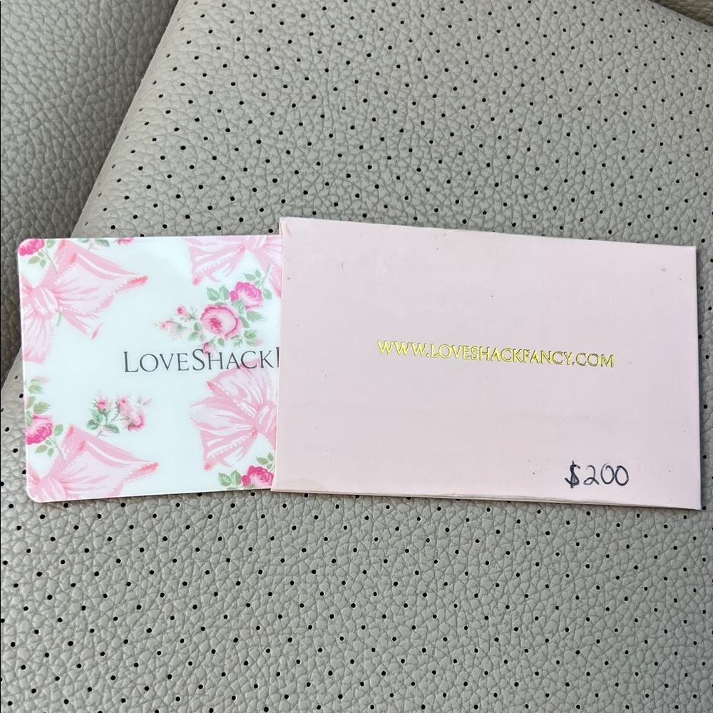 LoveShackFancy Gift Card with Pink and Gold Accents